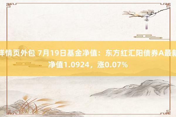 详情页外包 7月19日基金净值：东方红汇阳债券A最新净值1.0924，涨0.07%